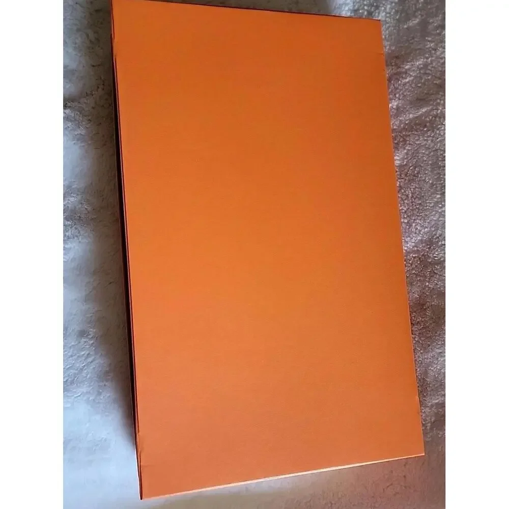 HERMES Empty Storage Box Collapsible 15”x9.25”x2.5” Ribbon Included Logo Classic